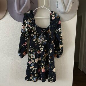 Abercrombie Long-Sleeve Lace-up Floral Flirty Mini Dress Size M